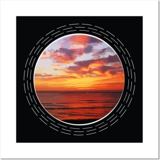 Sunset to Twilight Over The Ocean Abstract Nature Art Posters and Art